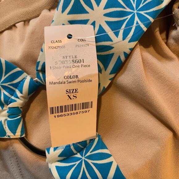 WHBM One Piece NWT Women's X-Small Mandala Swim Poolside O-Ring Back Cut Out - Picture 9 of 11